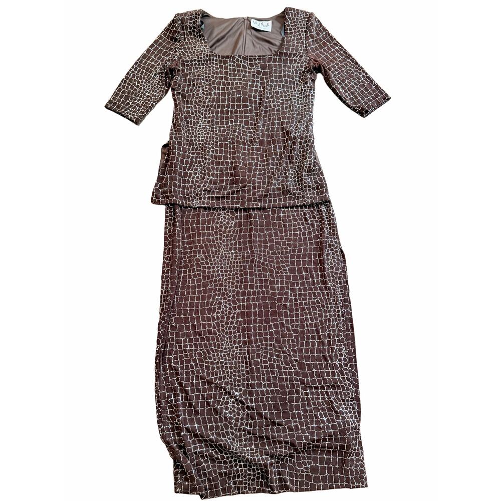 VTG Talk of the Walk casino sparkle long maxi dress reptile textured medium - Picture 5 of 9